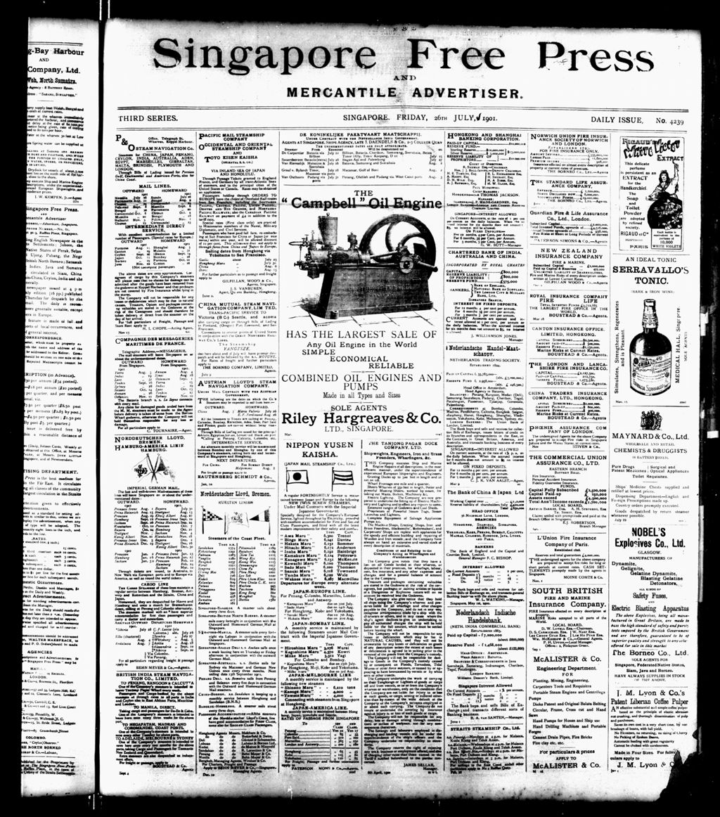 Miniature of Singapore Free Press and Mercantile Advertiser 26 July 1901