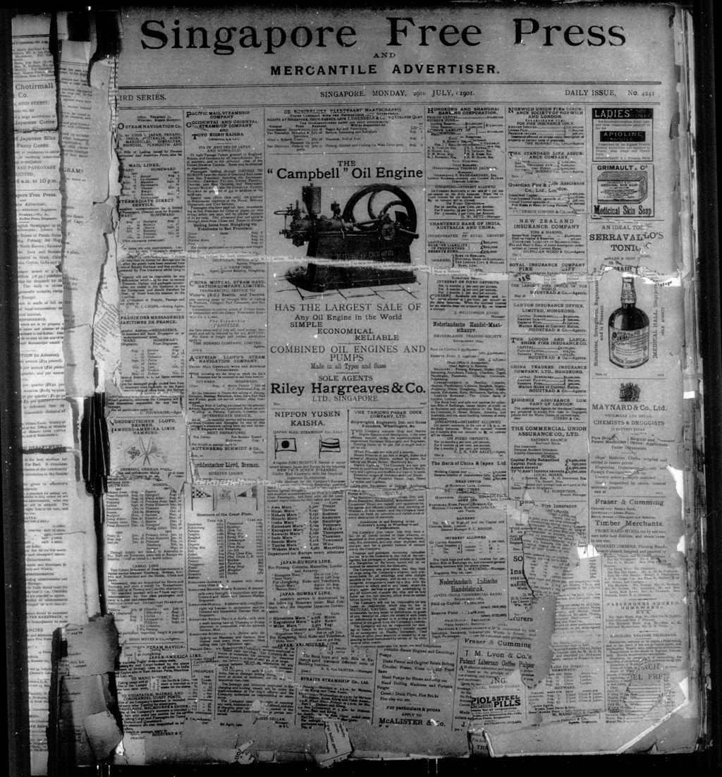 Miniature of Singapore Free Press and Mercantile Advertiser 29 July 1901