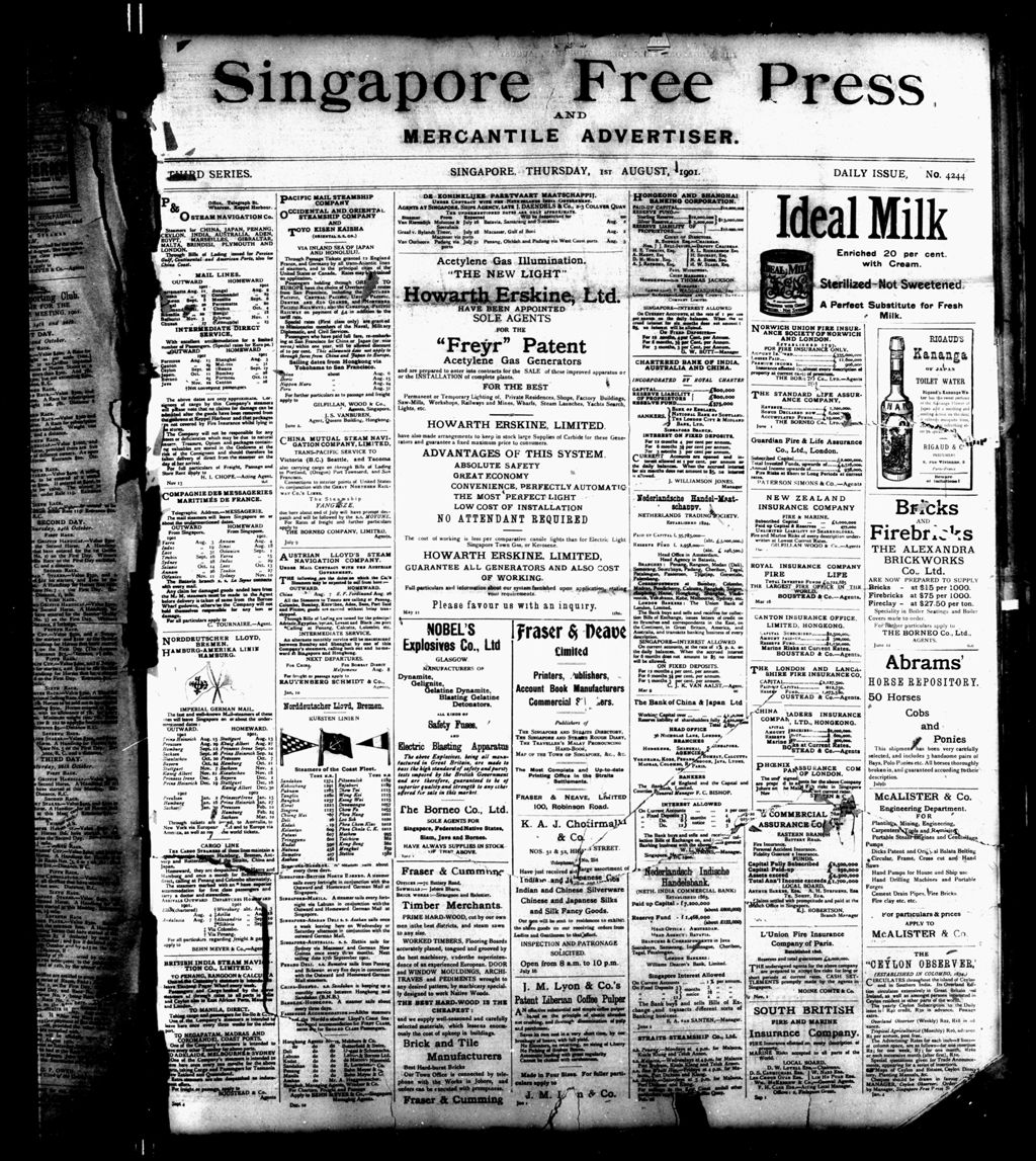 Miniature of Singapore Free Press and Mercantile Advertiser 01 August 1901