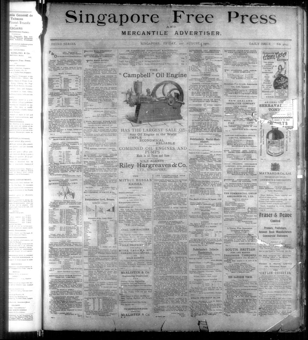 Miniature of Singapore Free Press and Mercantile Advertiser 02 August 1901