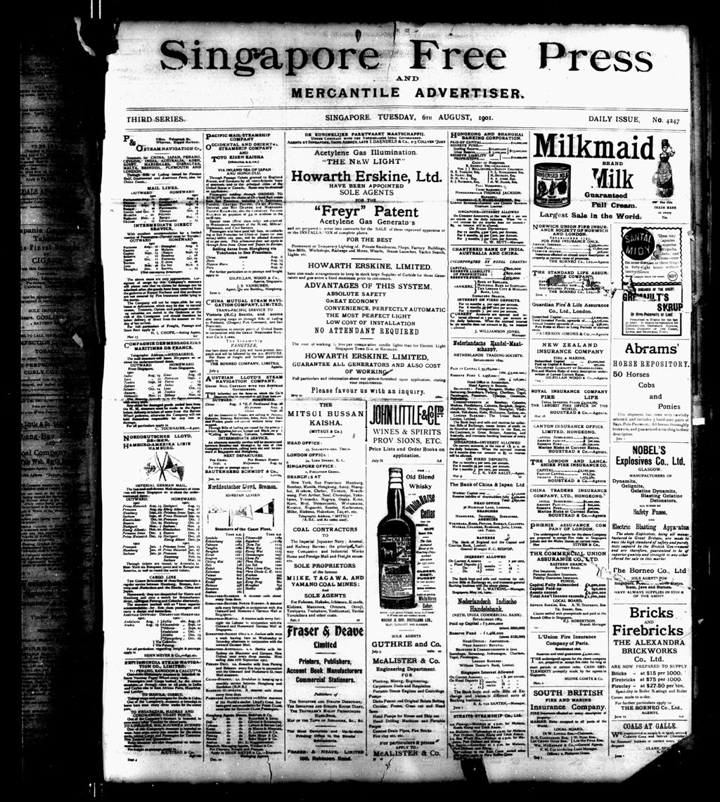 Miniature of Singapore Free Press and Mercantile Advertiser 06 August 1901