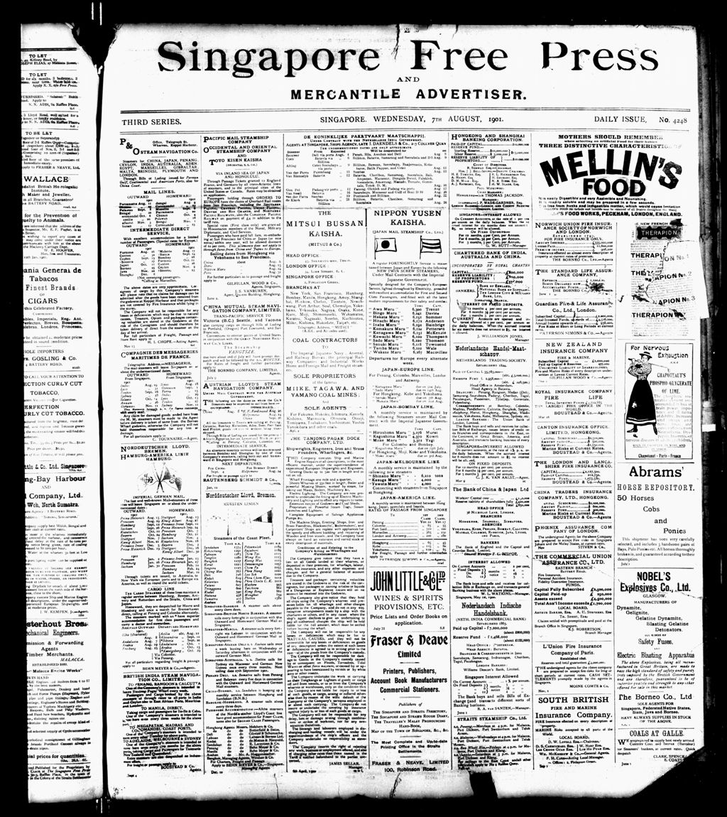 Miniature of Singapore Free Press and Mercantile Advertiser 07 August 1901