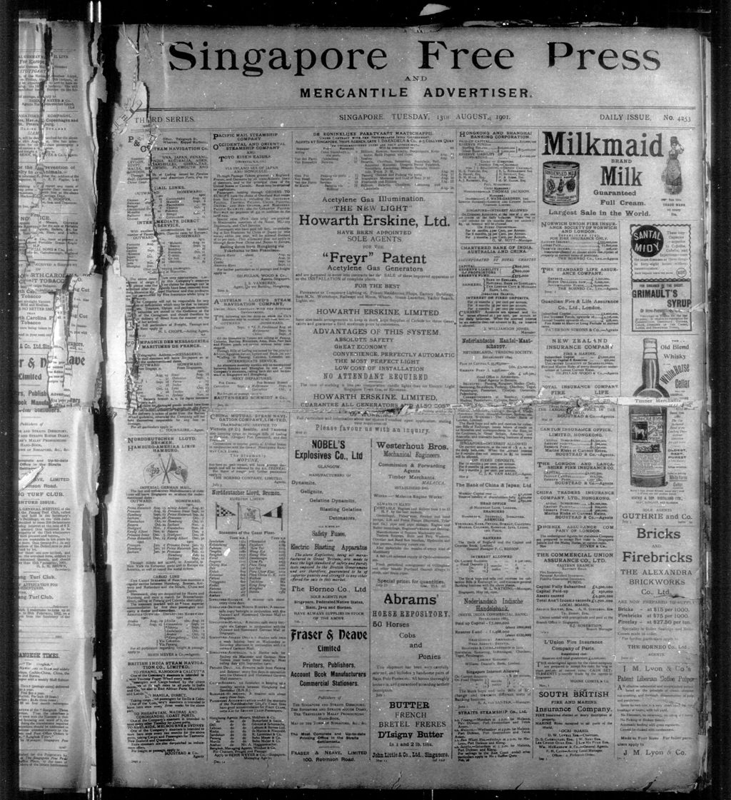 Miniature of Singapore Free Press and Mercantile Advertiser 13 August 1901