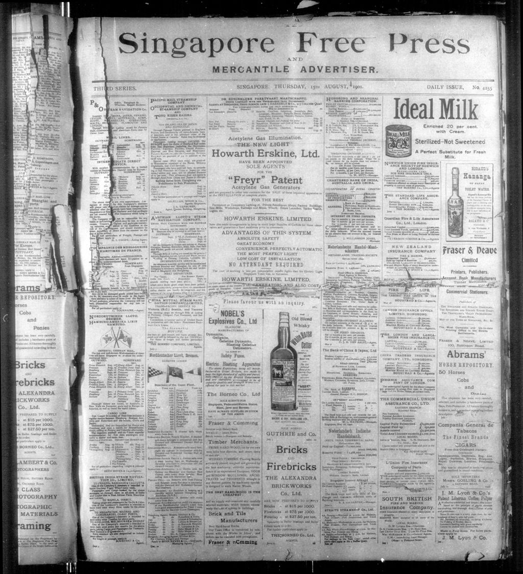 Miniature of Singapore Free Press and Mercantile Advertiser 15 August 1901