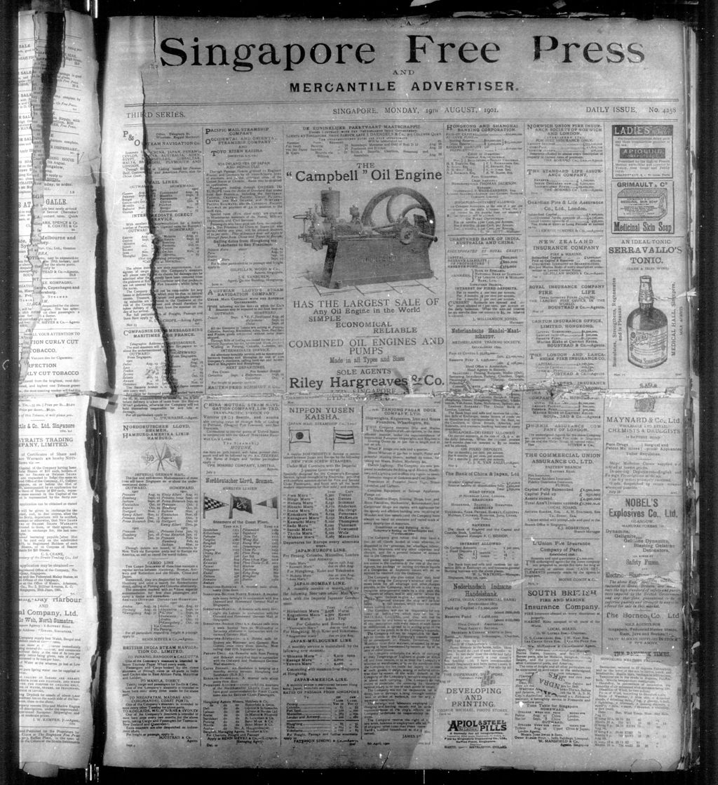 Miniature of Singapore Free Press and Mercantile Advertiser 19 August 1901