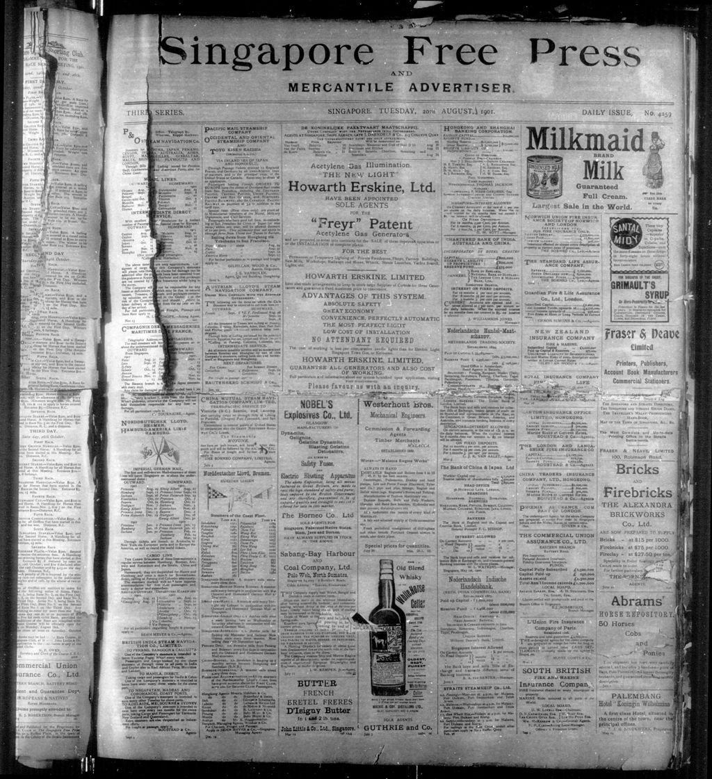 Miniature of Singapore Free Press and Mercantile Advertiser 20 August 1901