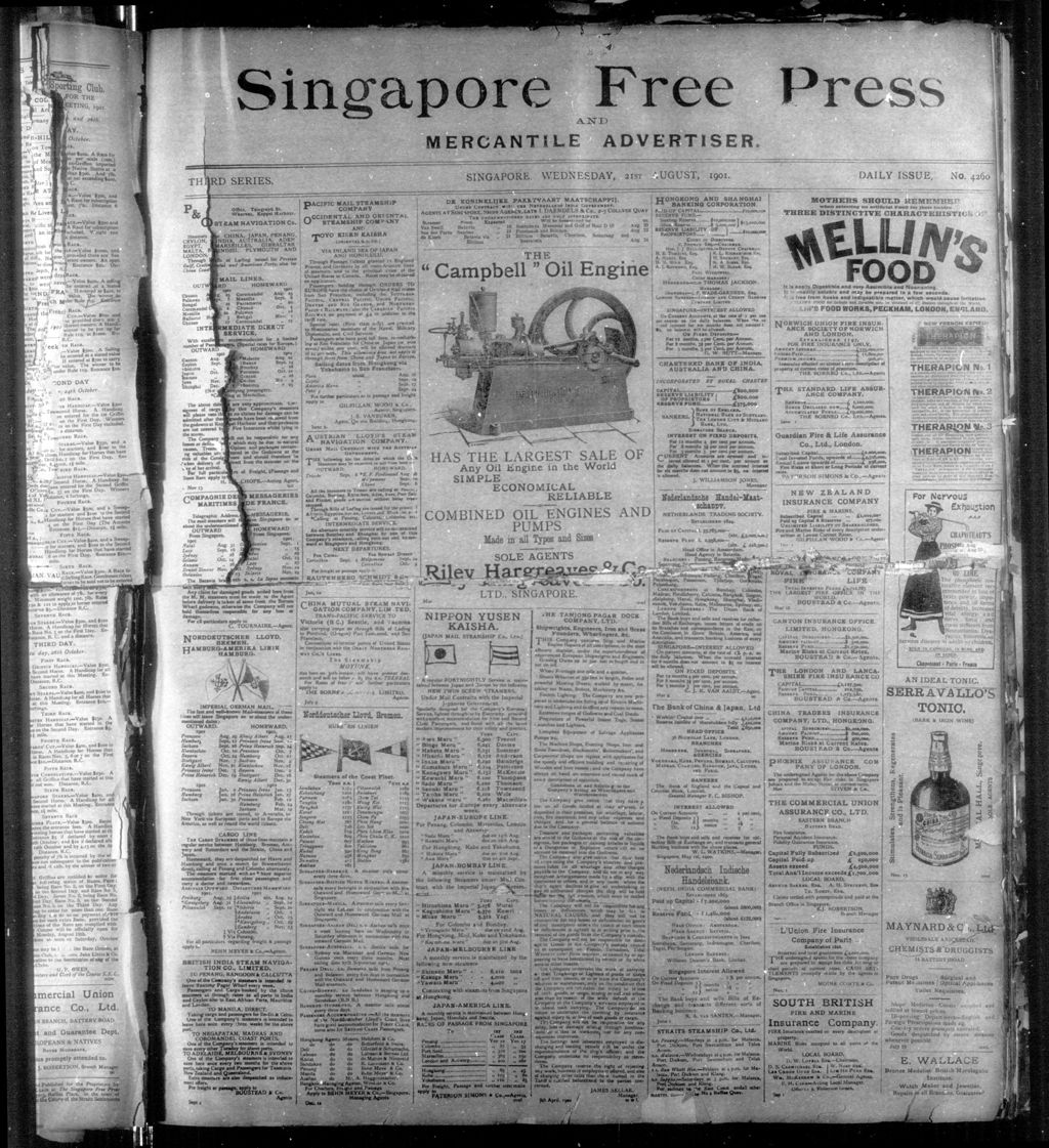 Miniature of Singapore Free Press and Mercantile Advertiser 21 August 1901