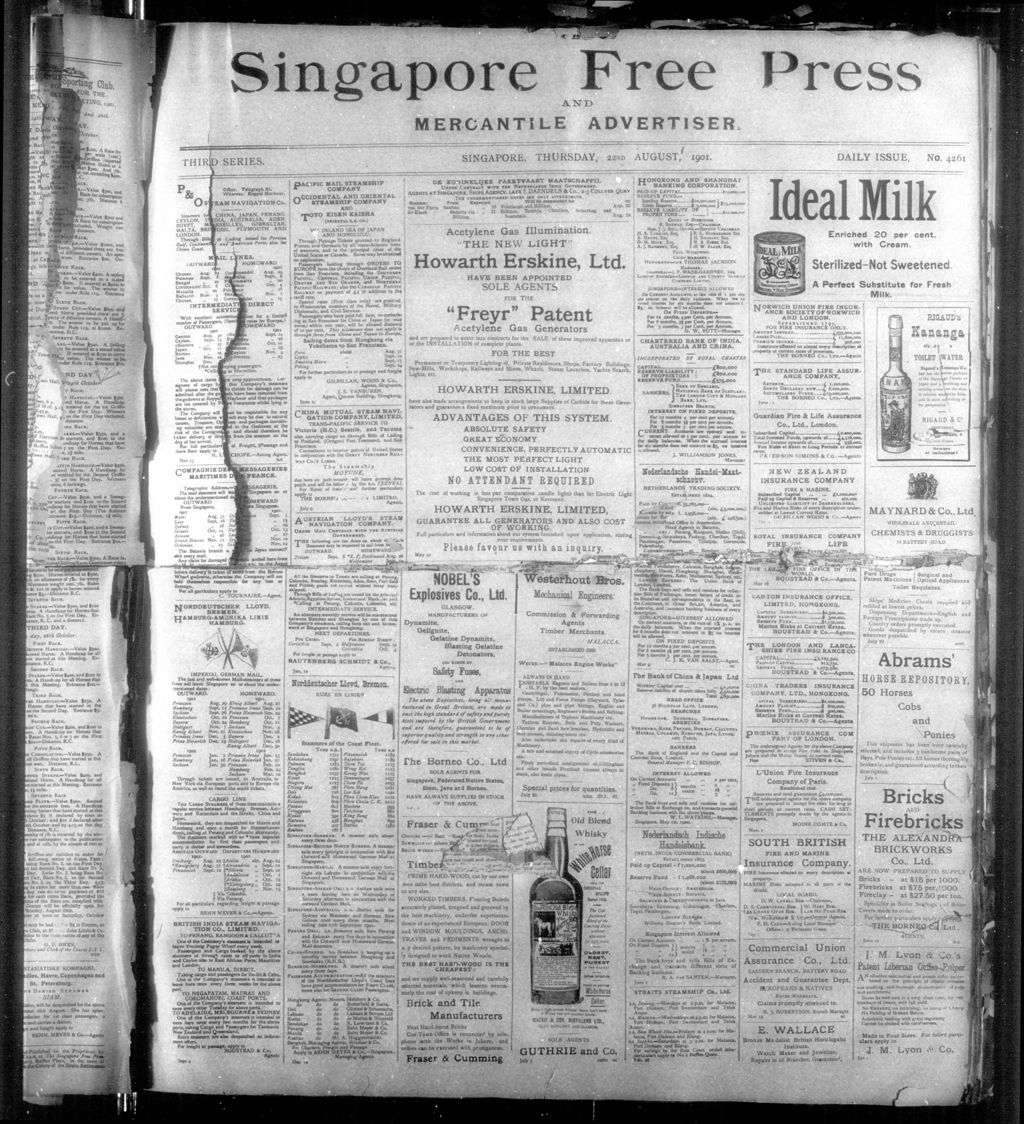 Miniature of Singapore Free Press and Mercantile Advertiser 22 August 1901