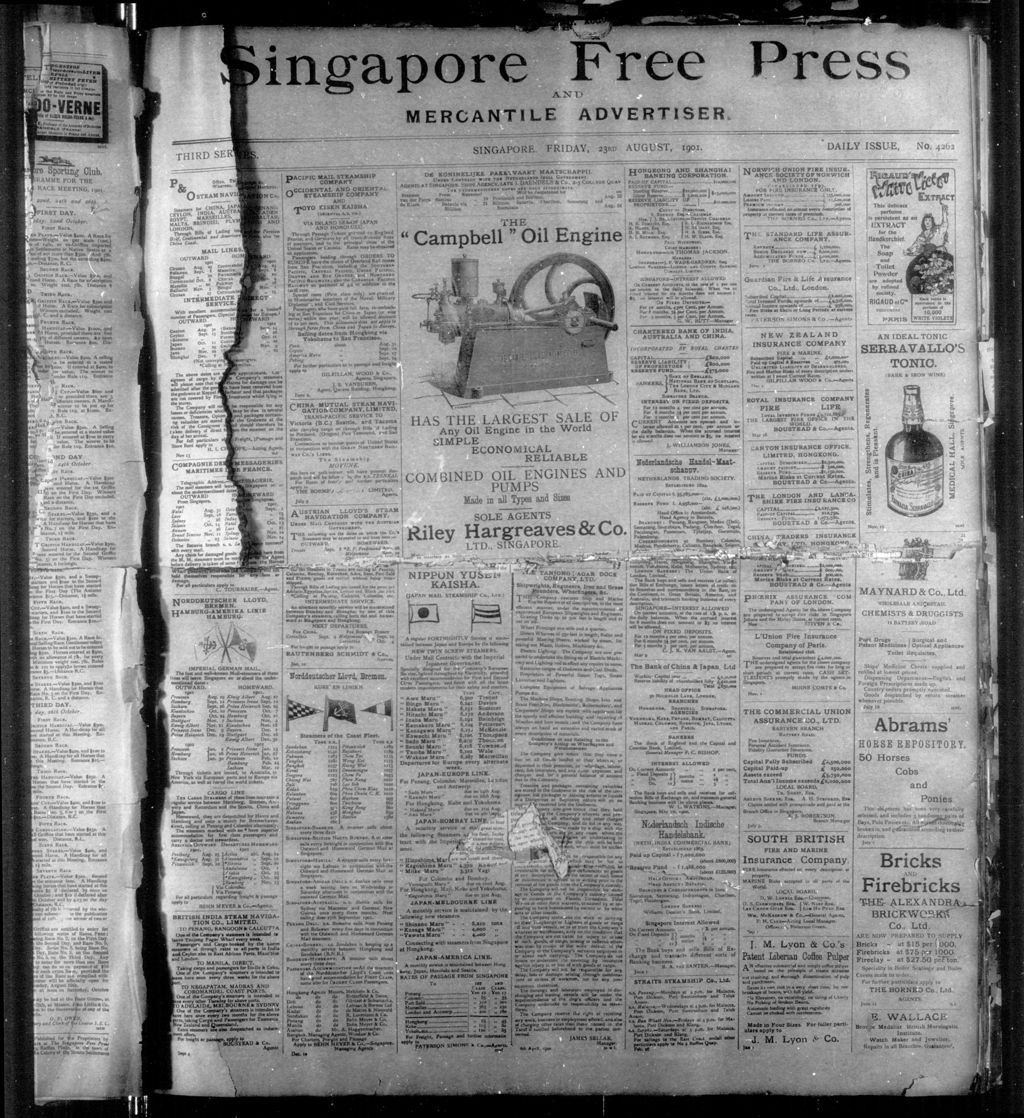 Miniature of Singapore Free Press and Mercantile Advertiser 23 August 1901