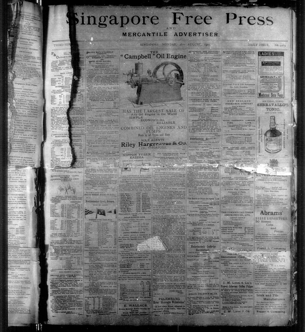 Miniature of Singapore Free Press and Mercantile Advertiser 26 August 1901