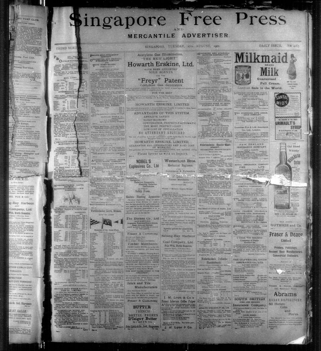 Miniature of Singapore Free Press and Mercantile Advertiser 27 August 1901