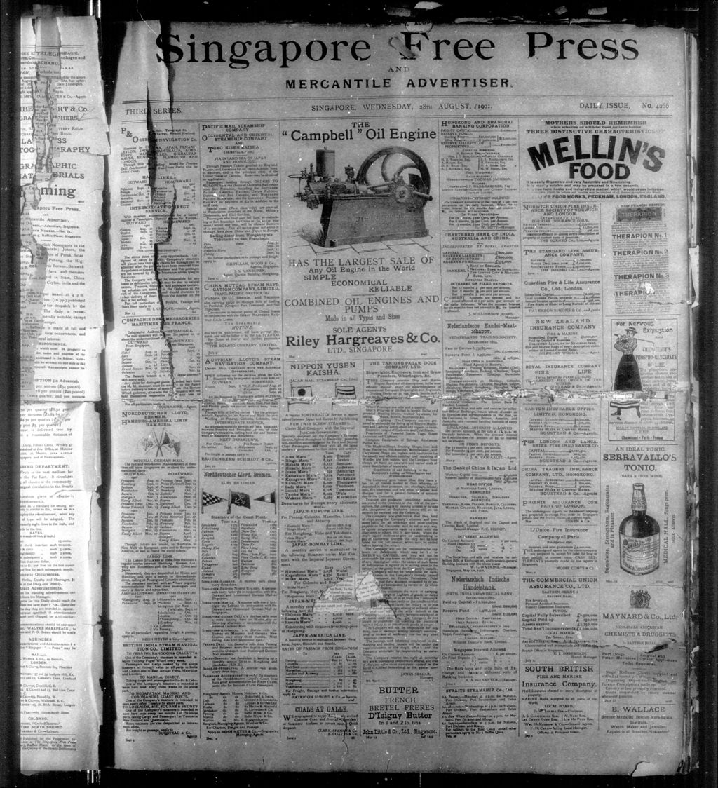 Miniature of Singapore Free Press and Mercantile Advertiser 28 August 1901