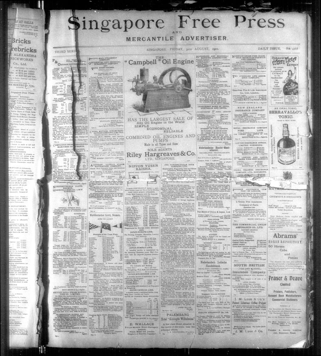 Miniature of Singapore Free Press and Mercantile Advertiser 30 August 1901