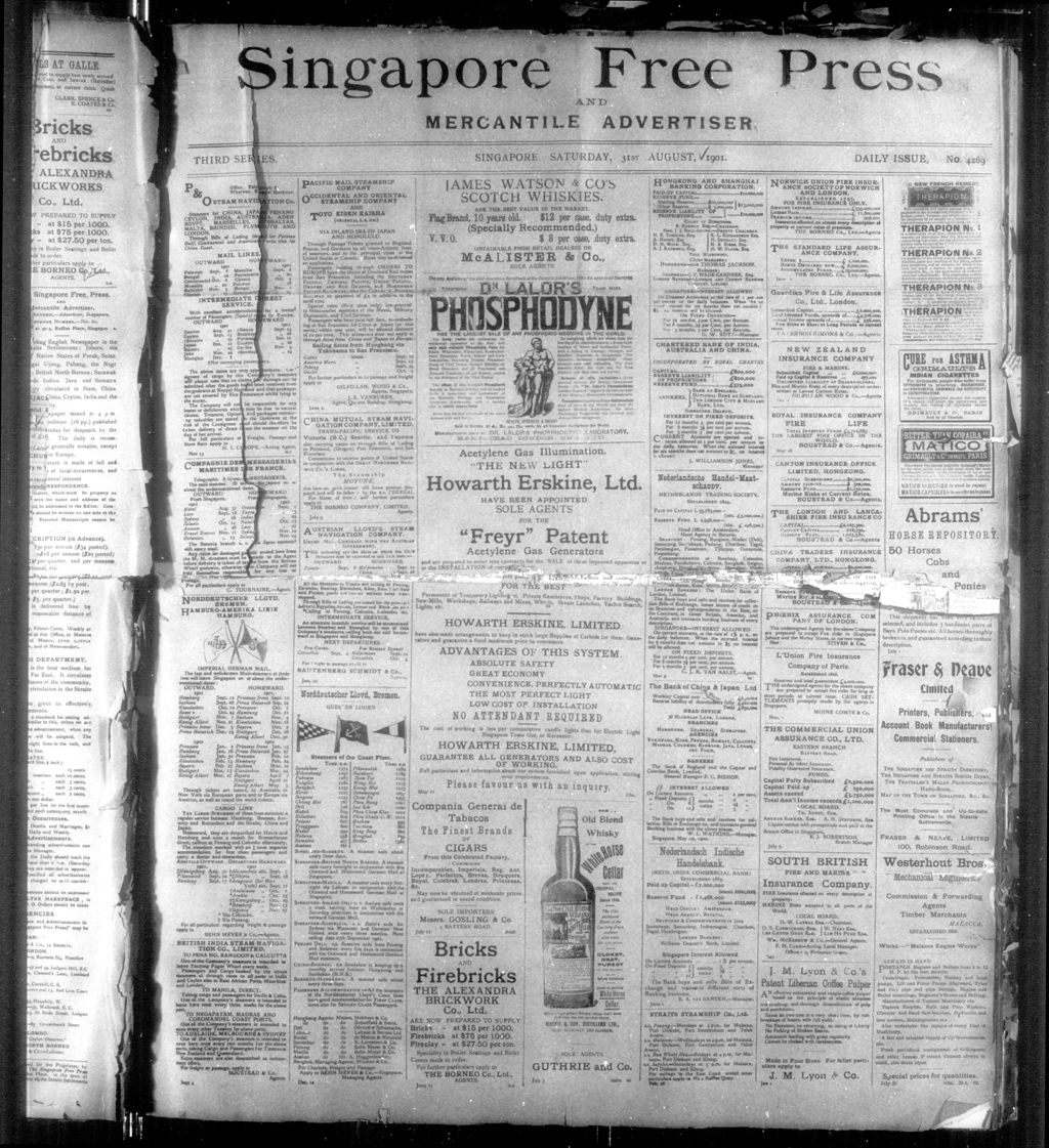 Miniature of Singapore Free Press and Mercantile Advertiser 31 August 1901