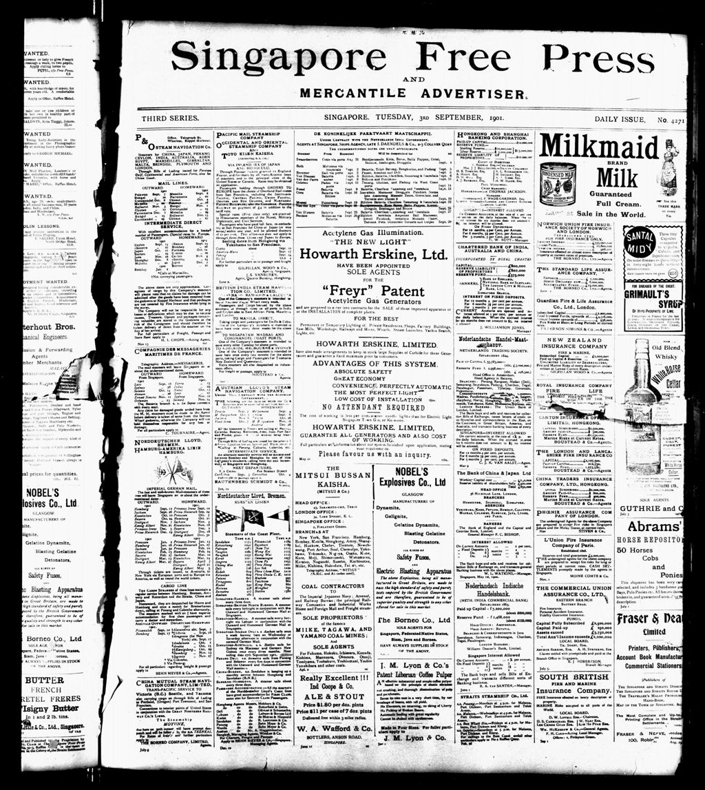 Miniature of Singapore Free Press and Mercantile Advertiser 03 September 1901