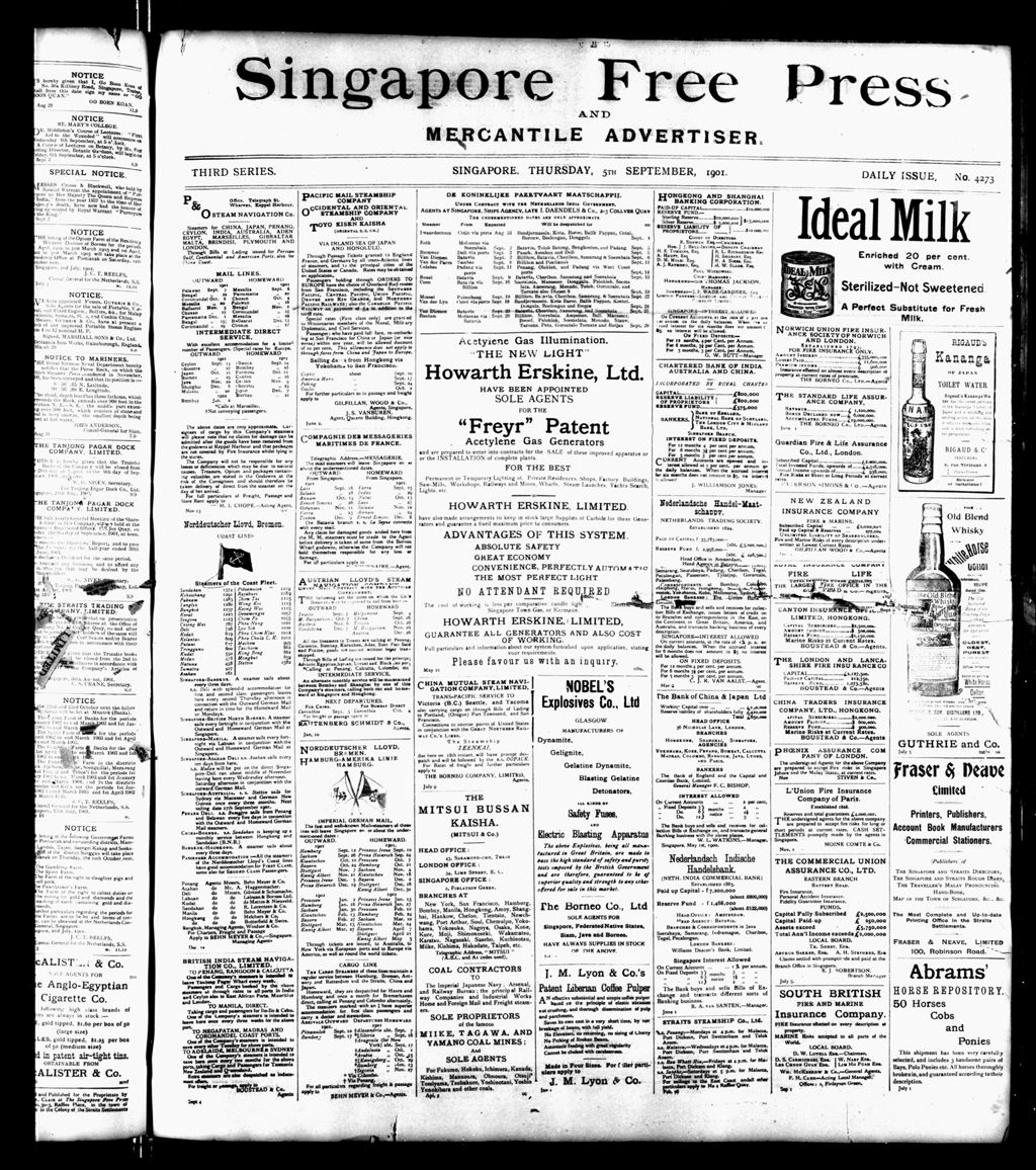 Miniature of Singapore Free Press and Mercantile Advertiser 05 September 1901