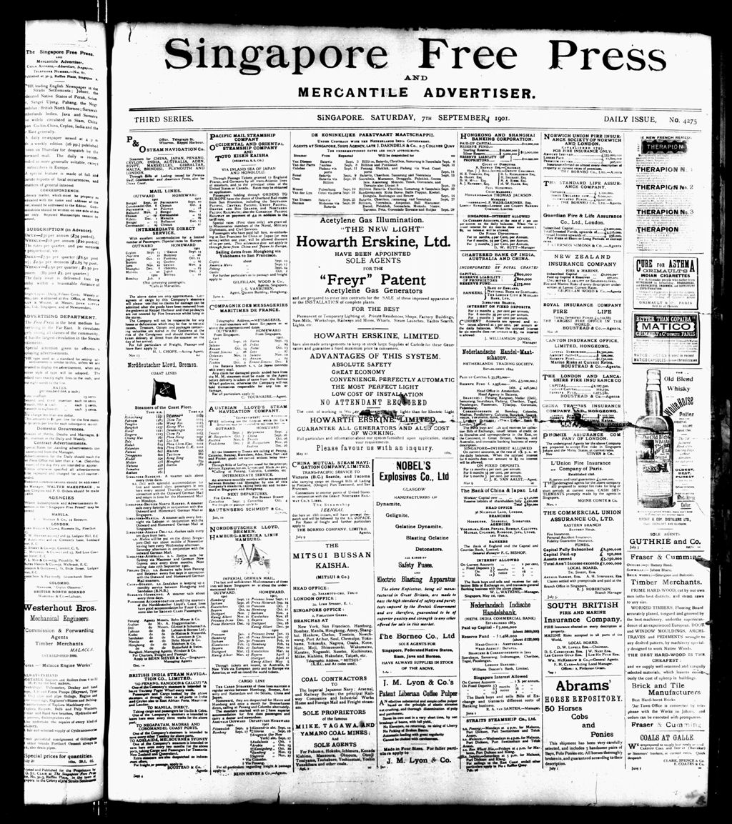 Miniature of Singapore Free Press and Mercantile Advertiser 07 September 1901