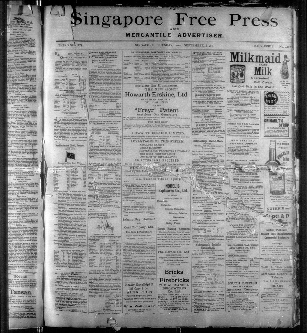 Miniature of Singapore Free Press and Mercantile Advertiser 10 September 1901