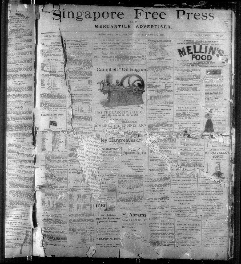 Miniature of Singapore Free Press and Mercantile Advertiser 11 September 1901