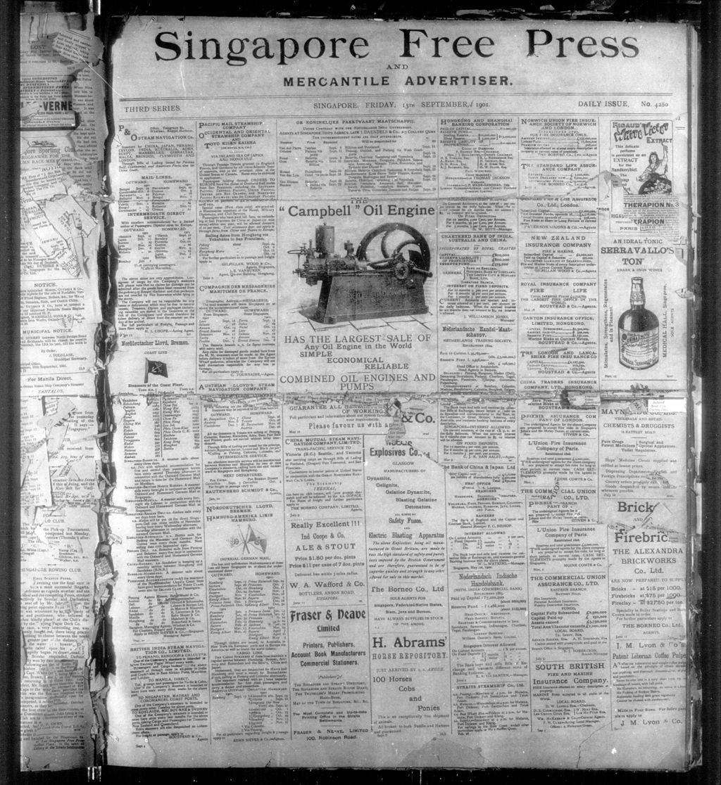 Miniature of Singapore Free Press and Mercantile Advertiser 13 September 1901