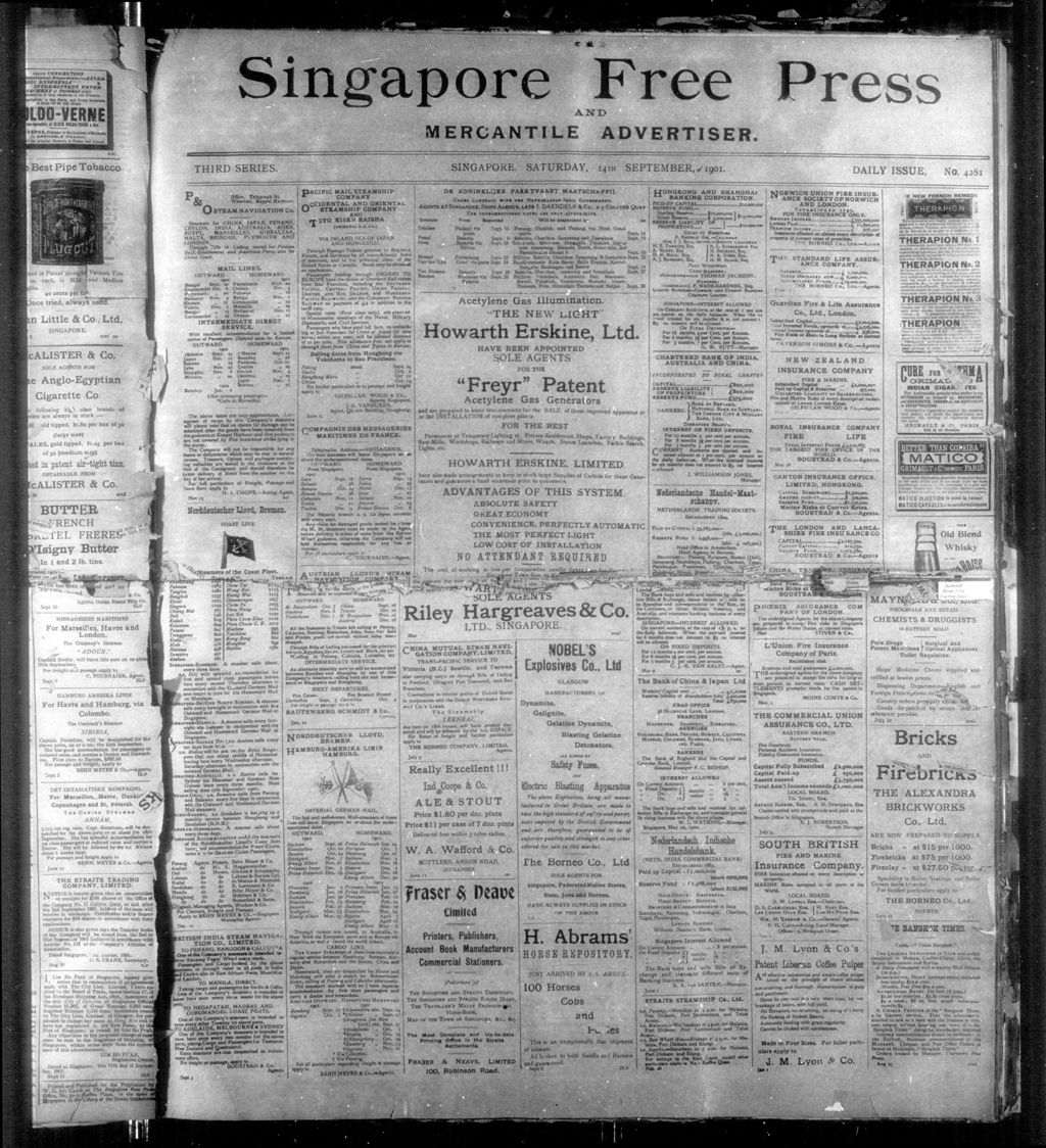 Miniature of Singapore Free Press and Mercantile Advertiser 14 September 1901