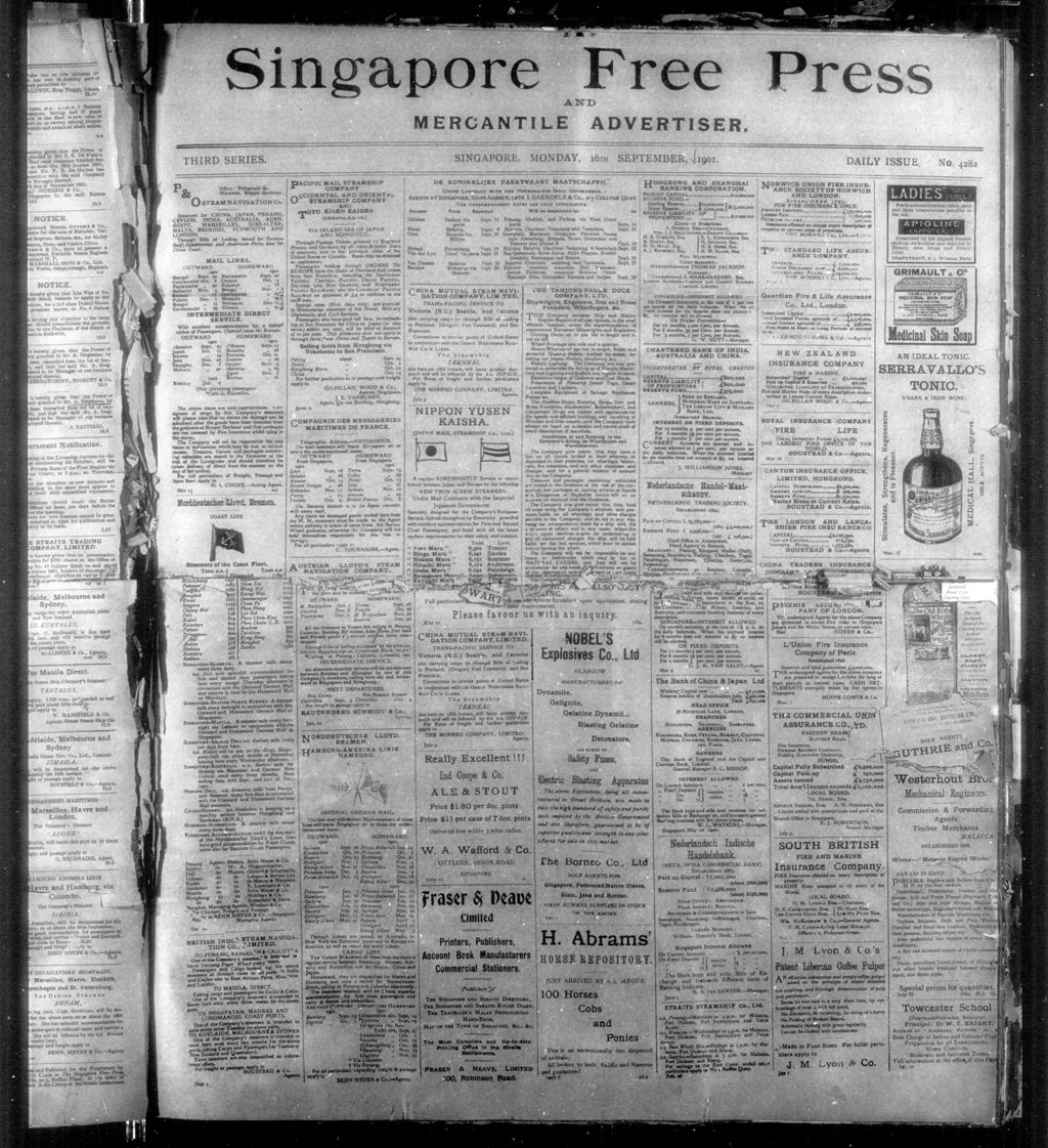 Miniature of Singapore Free Press and Mercantile Advertiser 16 September 1901