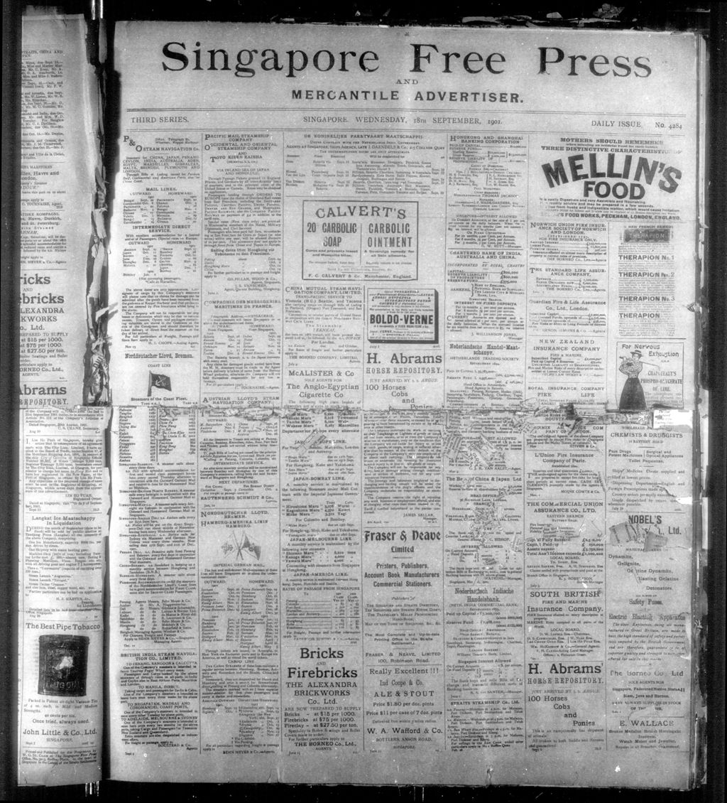 Miniature of Singapore Free Press and Mercantile Advertiser 18 September 1901