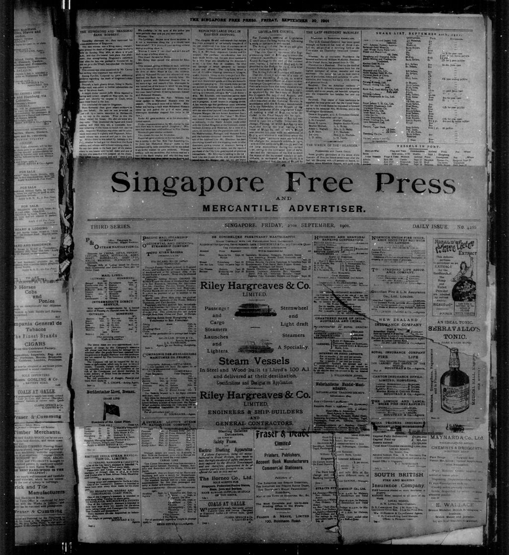 Miniature of Singapore Free Press and Mercantile Advertiser 20 September 1901