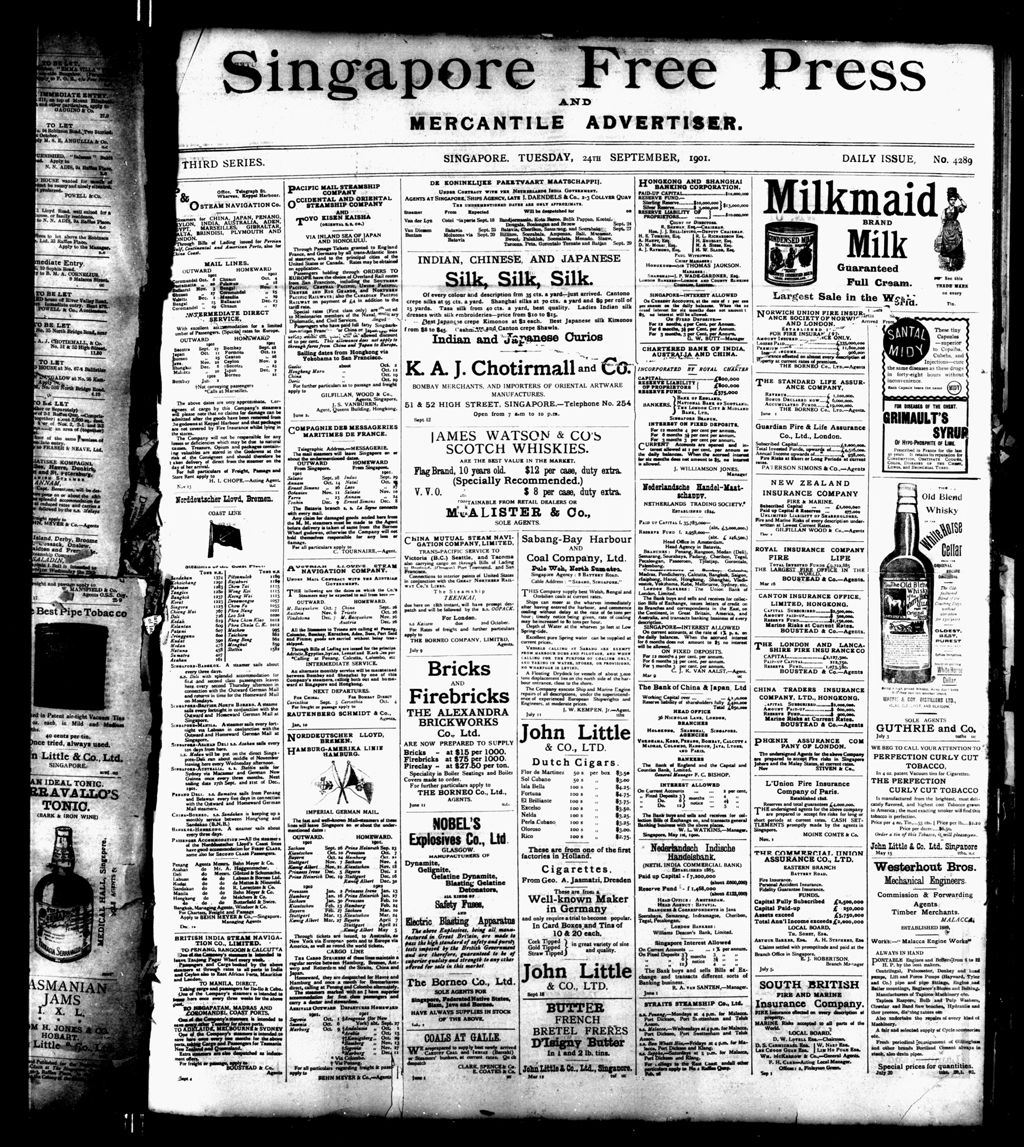 Miniature of Singapore Free Press and Mercantile Advertiser 24 September 1901