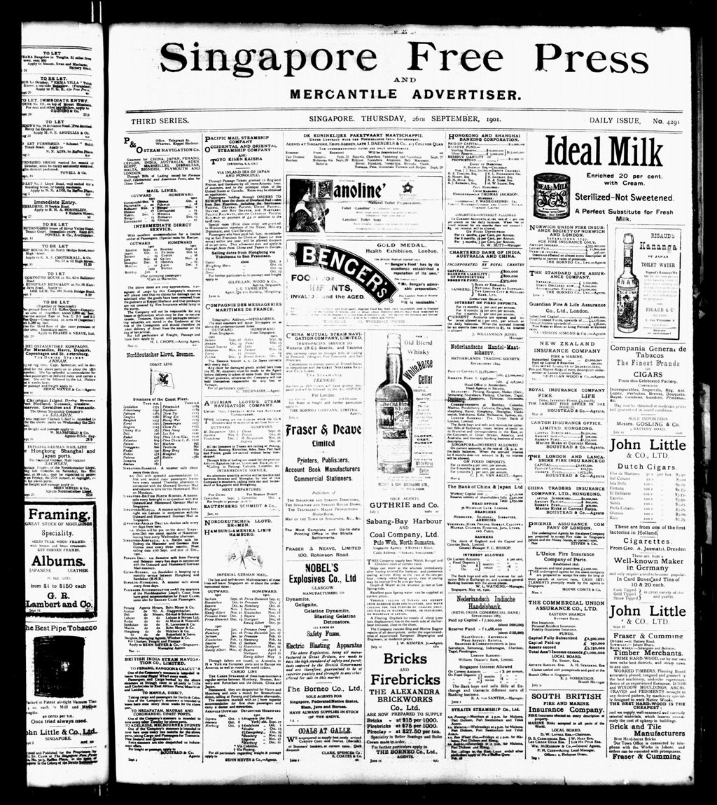 Miniature of Singapore Free Press and Mercantile Advertiser 26 September 1901