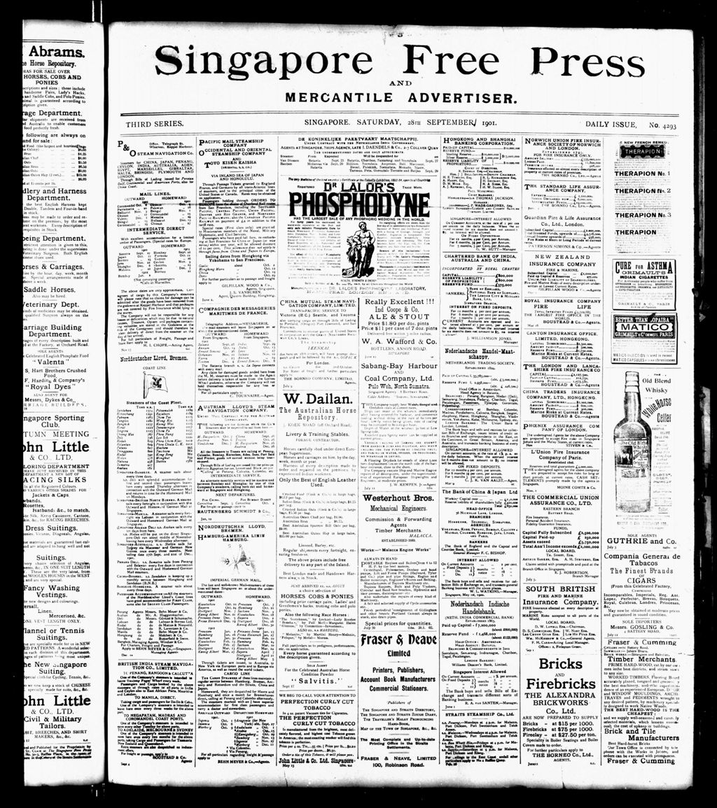 Miniature of Singapore Free Press and Mercantile Advertiser 28 September 1901