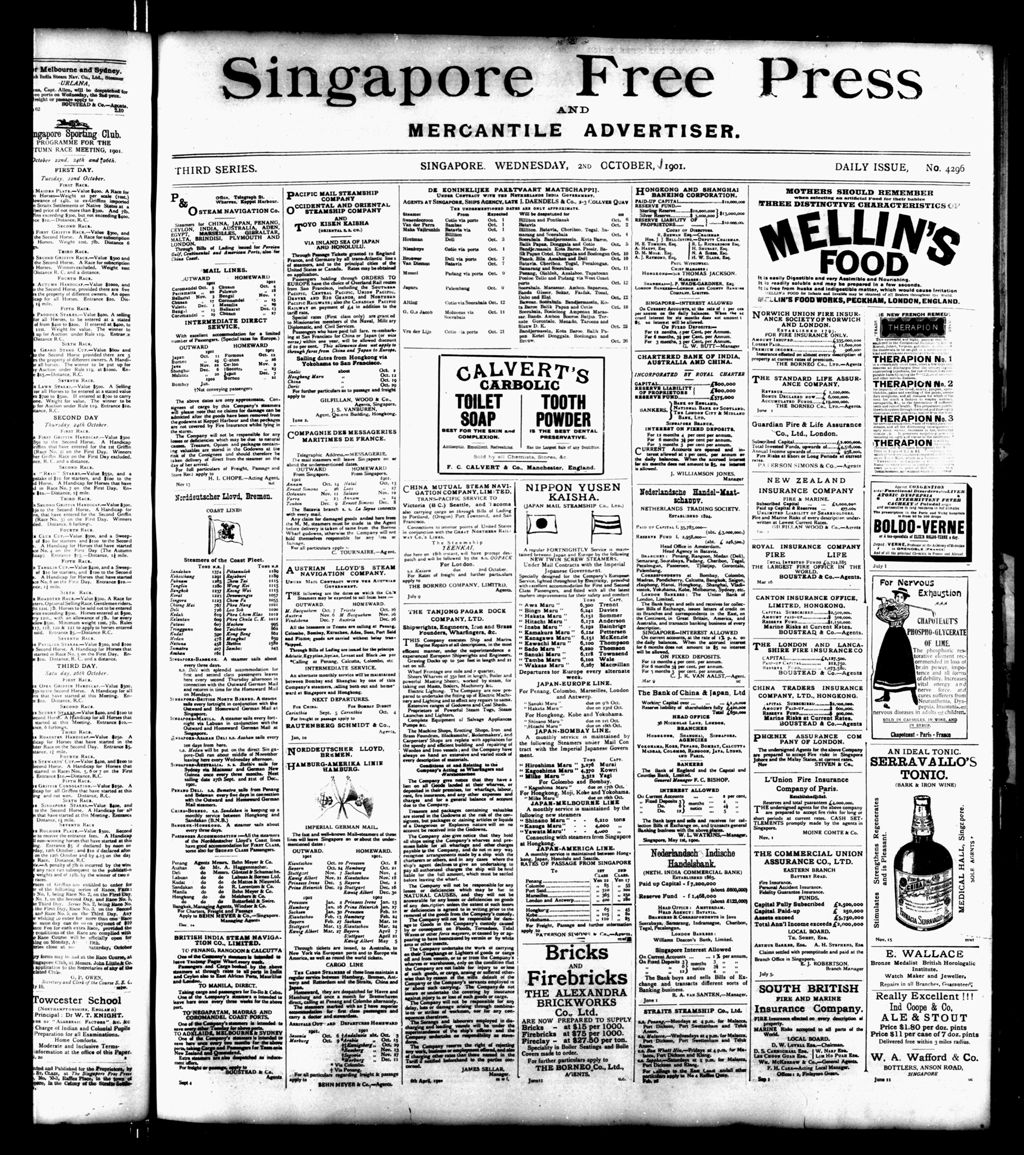 Miniature of Singapore Free Press and Mercantile Advertiser 02 October 1901