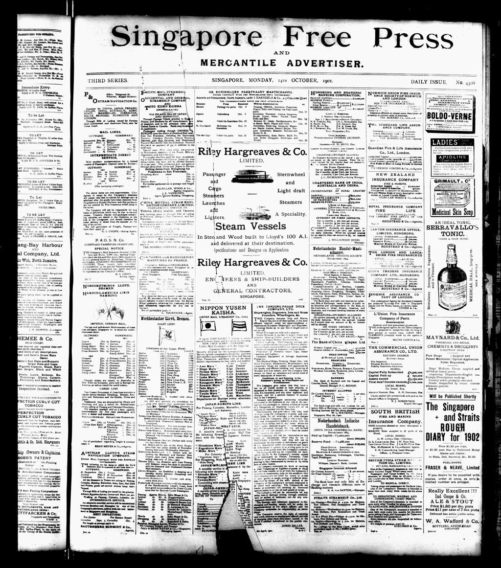 Miniature of Singapore Free Press and Mercantile Advertiser 14 October 1901