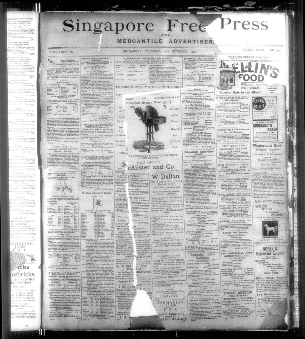 Miniature of Singapore Free Press and Mercantile Advertiser 15 October 1901