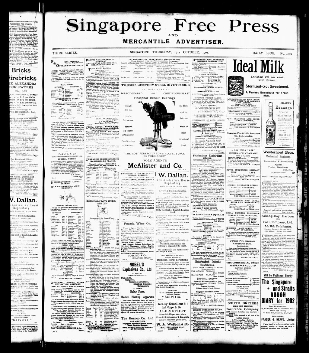 Miniature of Singapore Free Press and Mercantile Advertiser 17 October 1901