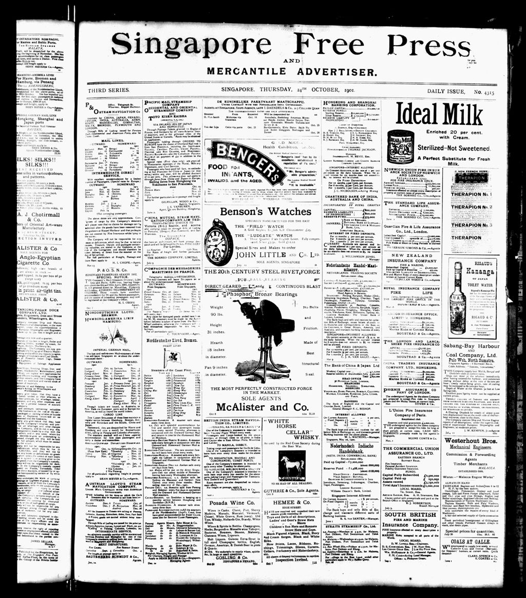 Miniature of Singapore Free Press and Mercantile Advertiser 24 October 1901