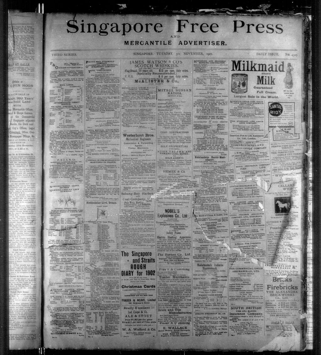 Miniature of Singapore Free Press and Mercantile Advertiser 05 November 1901