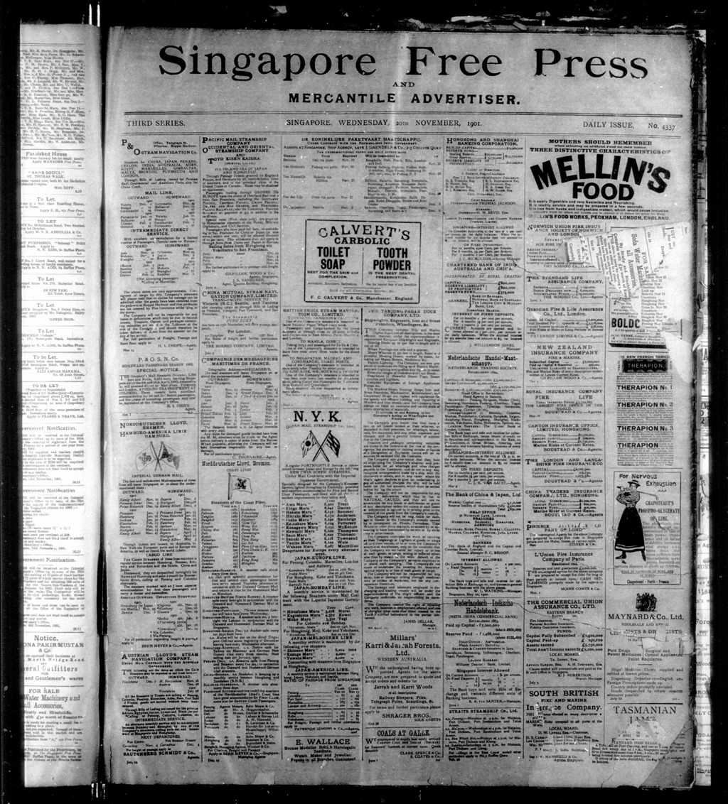 Miniature of Singapore Free Press and Mercantile Advertiser 20 November 1901