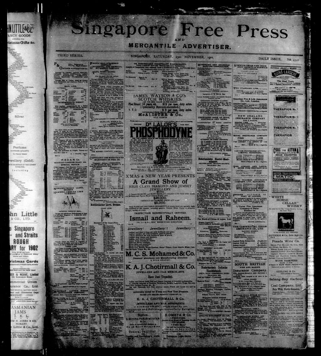 Miniature of Singapore Free Press and Mercantile Advertiser 23 November 1901