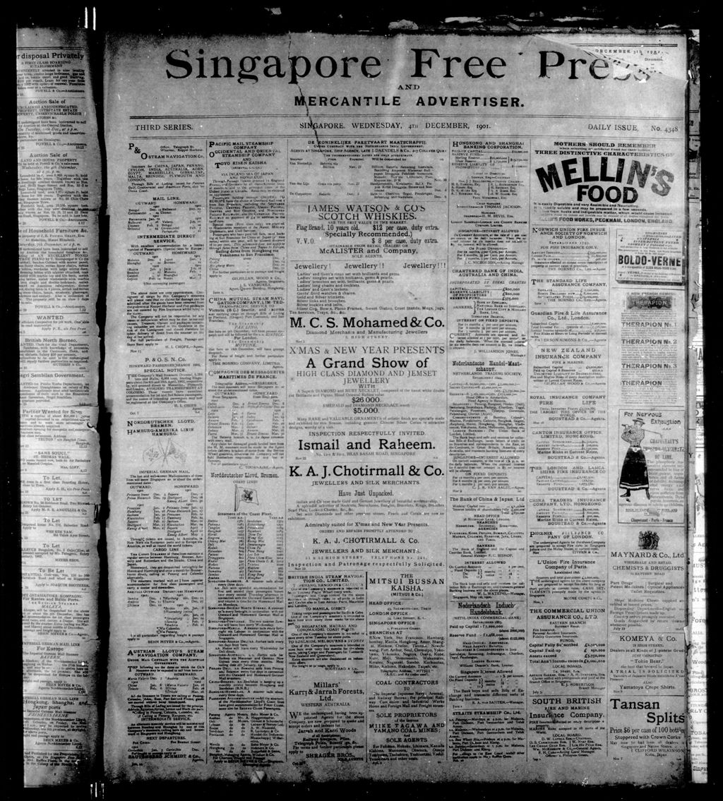 Miniature of Singapore Free Press and Mercantile Advertiser 04 December 1901