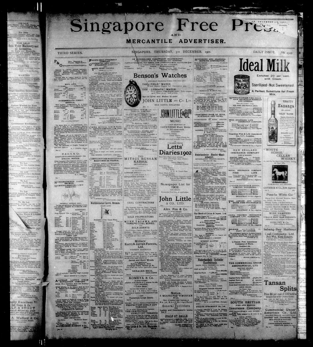 Miniature of Singapore Free Press and Mercantile Advertiser 05 December 1901