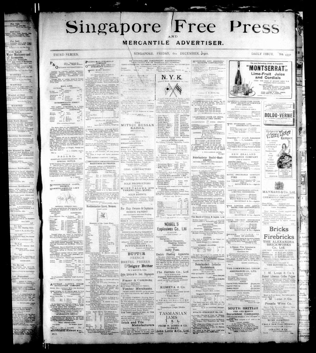 Miniature of Singapore Free Press and Mercantile Advertiser 06 December 1901