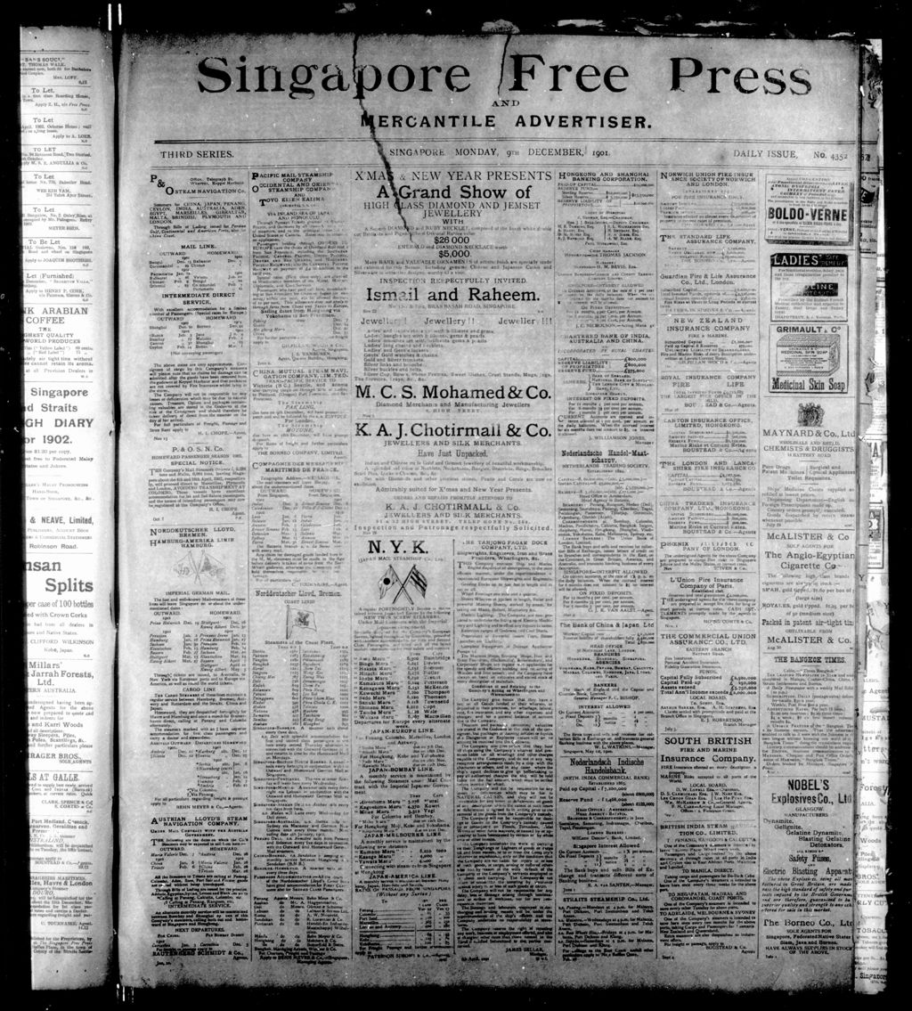 Miniature of Singapore Free Press and Mercantile Advertiser 09 December 1901