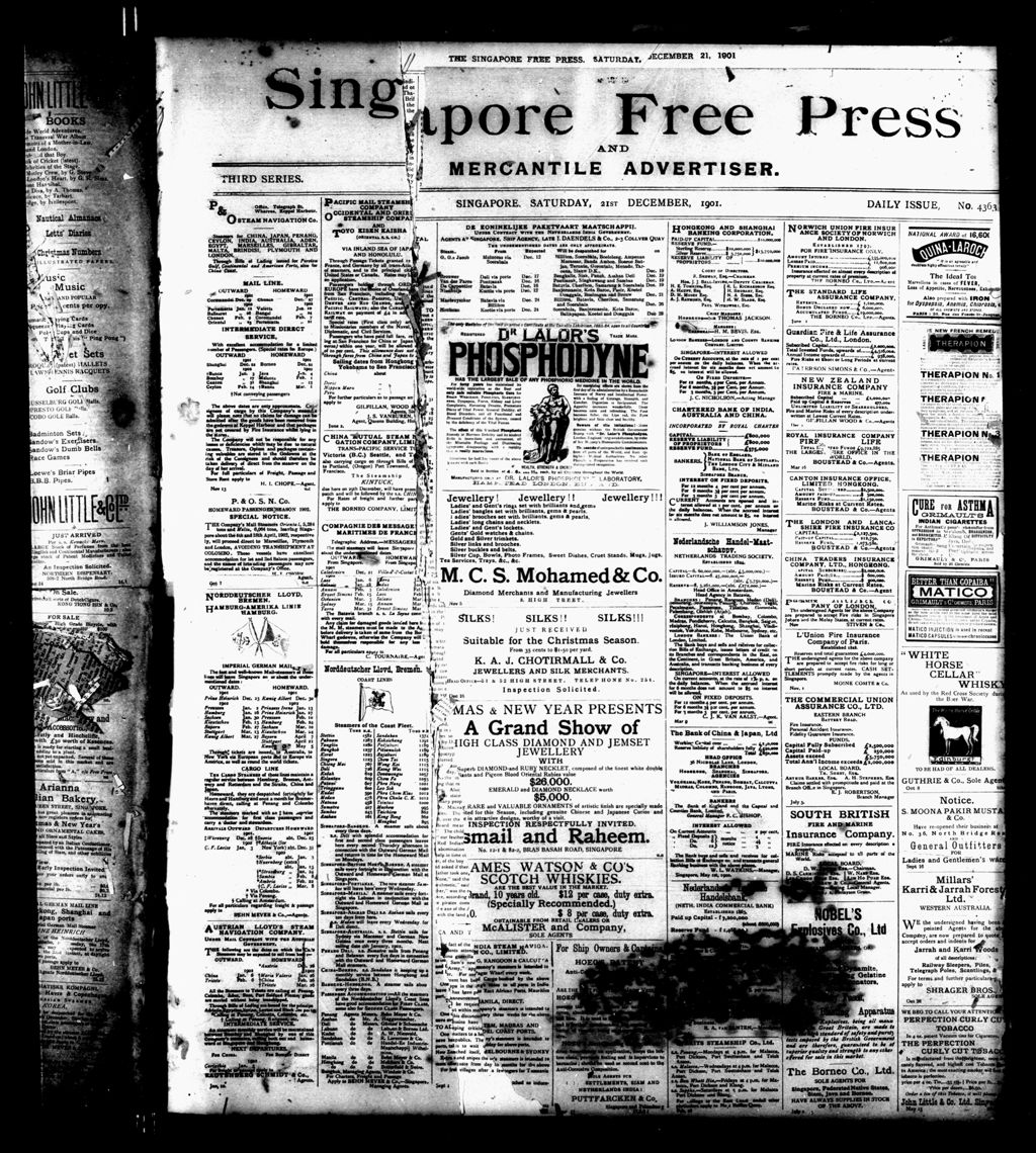 Miniature of Singapore Free Press and Mercantile Advertiser 21 December 1901