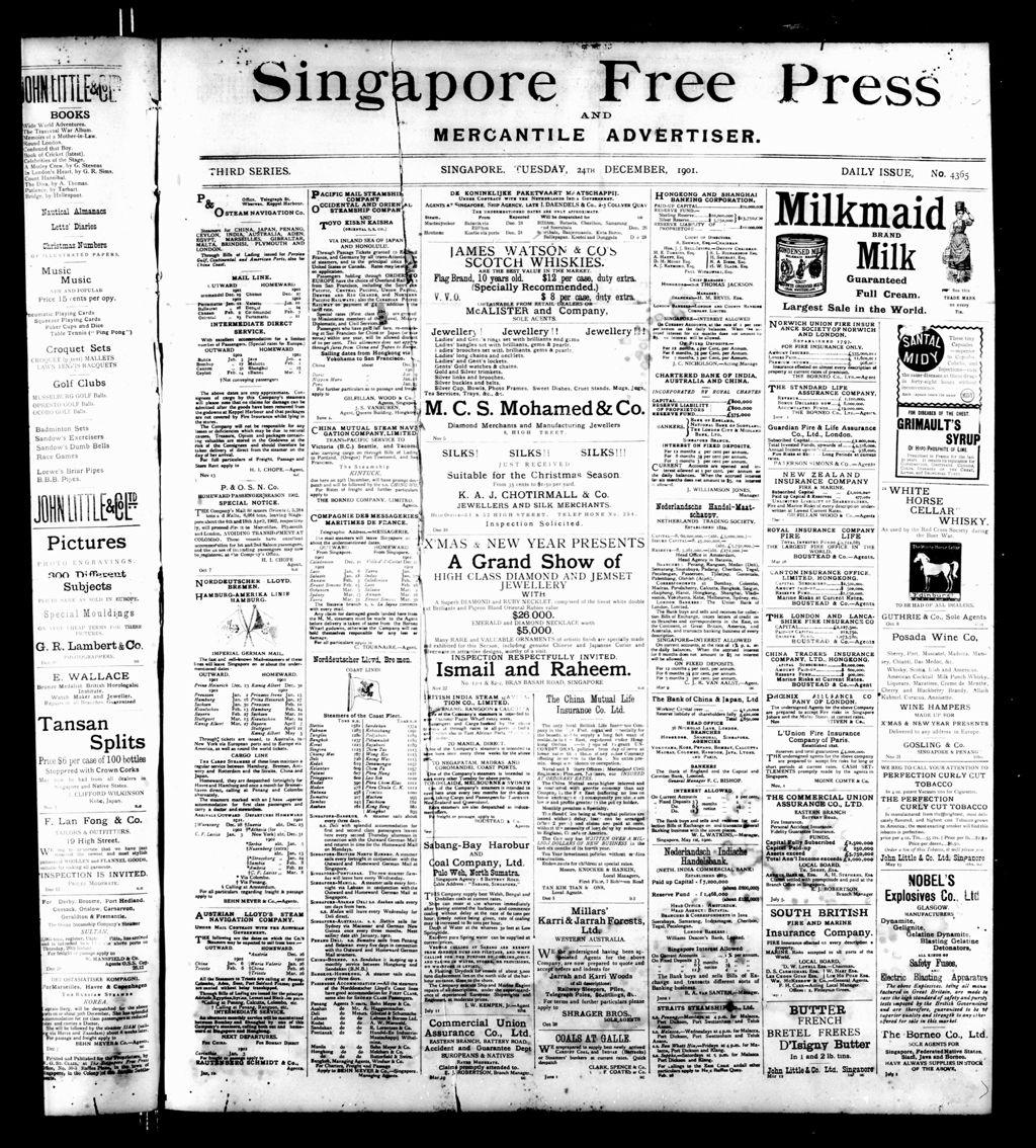 Miniature of Singapore Free Press and Mercantile Advertiser 24 December 1901