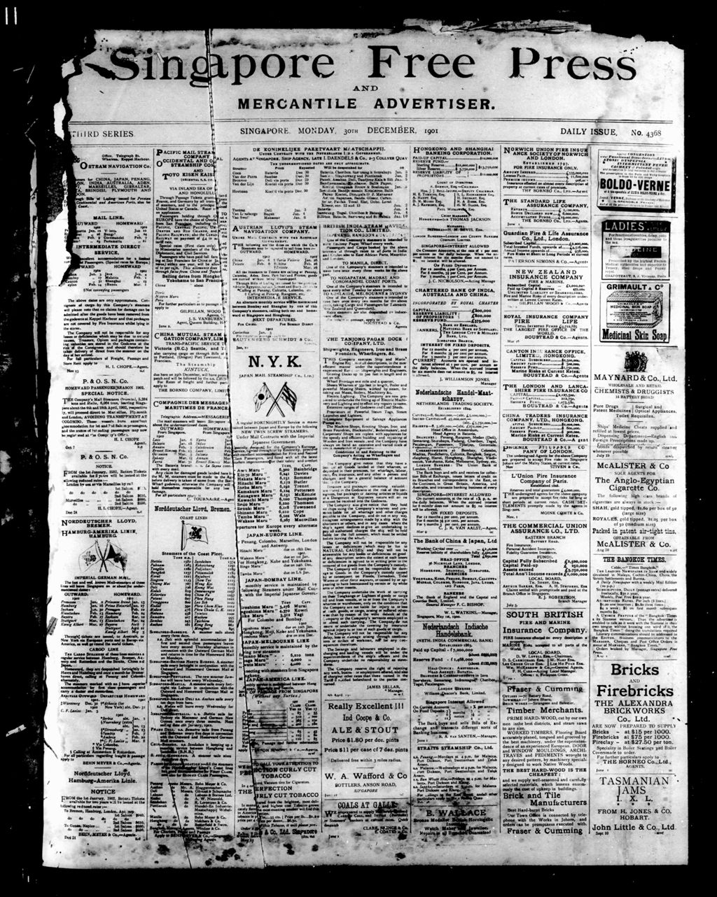 Miniature of Singapore Free Press and Mercantile Advertiser 30 December 1901