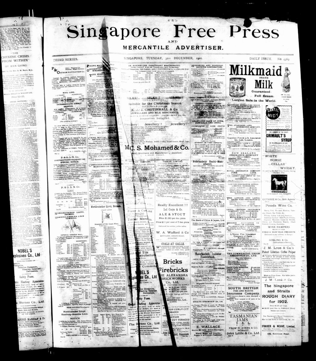 Miniature of Singapore Free Press and Mercantile Advertiser 31 December 1901