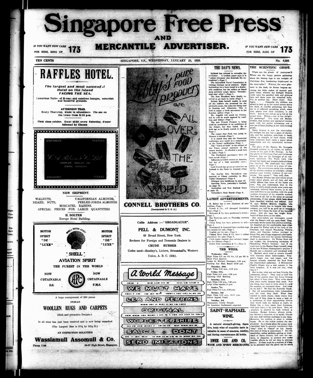 Miniature of Singapore Free Press and Mercantile Advertiser 28 January 1920