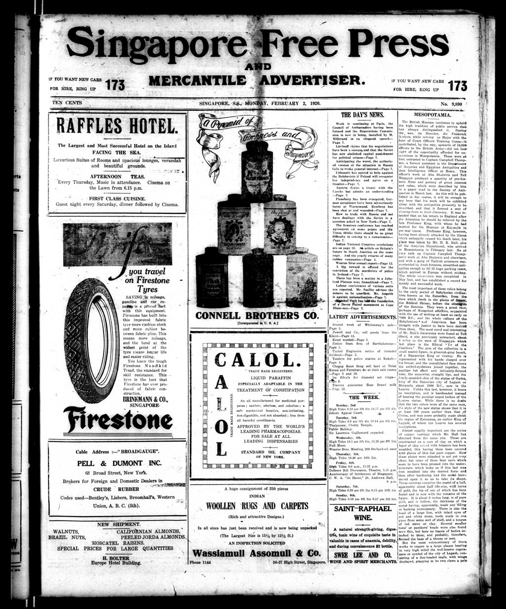 Miniature of Singapore Free Press and Mercantile Advertiser 02 February 1920