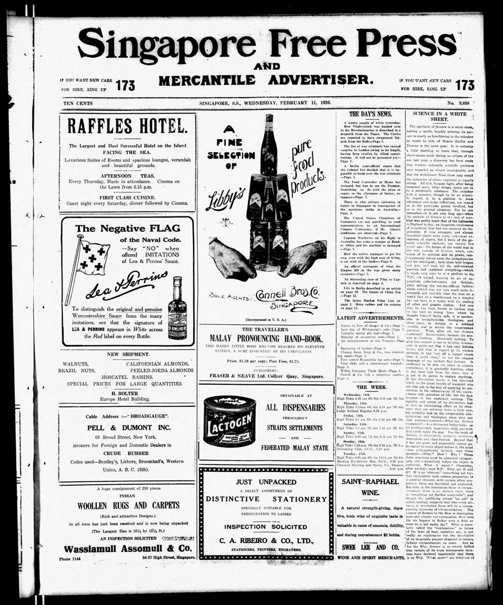 Miniature of Singapore Free Press and Mercantile Advertiser 11 February 1920